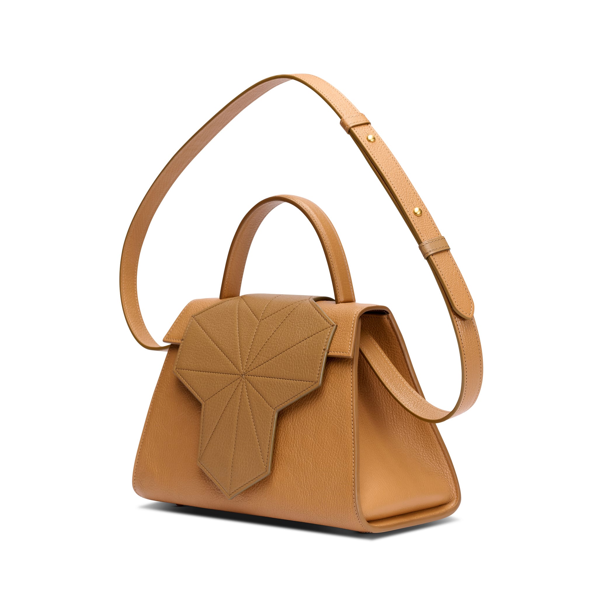 Handgemaakte Legacy Camel tas van BRANMARK met optionele schouderriem, elegant en praktisch ontwerp