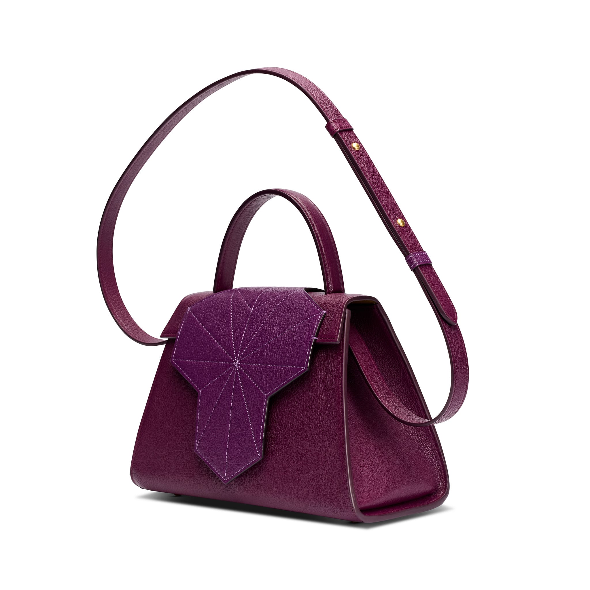 Handgemaakte Legacy Paars tas van BRANMARK met optionele schouderriem, opvallend en elegant ontwerp